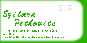 szilard petkovits business card