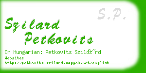 szilard petkovits business card